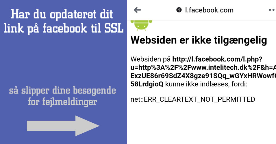 Er dit link på Facebook opdateret til SSL ?